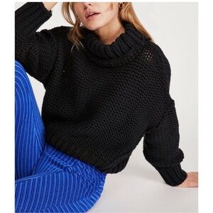 Free people Cozy Black cable knit Turtleneck Sweater Small